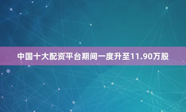 中国十大配资平台期间一度升至11.90万股